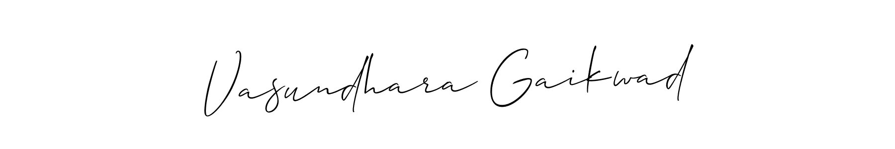How to make Vasundhara Gaikwad name signature. Use Allison_Script style for creating short signs online. This is the latest handwritten sign. Vasundhara Gaikwad signature style 2 images and pictures png