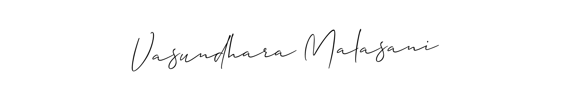 Vasundhara Malasani stylish signature style. Best Handwritten Sign (Allison_Script) for my name. Handwritten Signature Collection Ideas for my name Vasundhara Malasani. Vasundhara Malasani signature style 2 images and pictures png