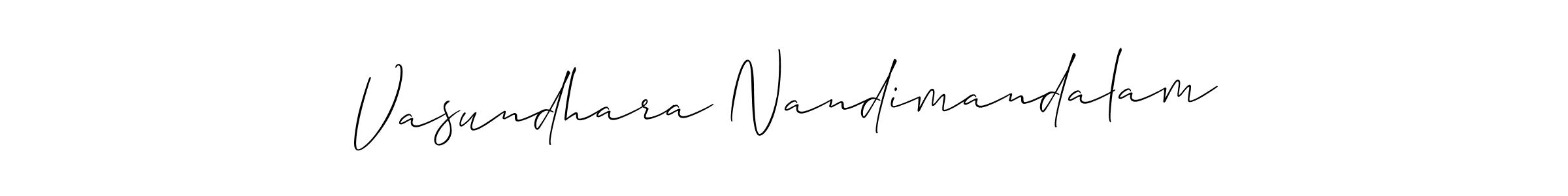 How to make Vasundhara Nandimandalam signature? Allison_Script is a professional autograph style. Create handwritten signature for Vasundhara Nandimandalam name. Vasundhara Nandimandalam signature style 2 images and pictures png