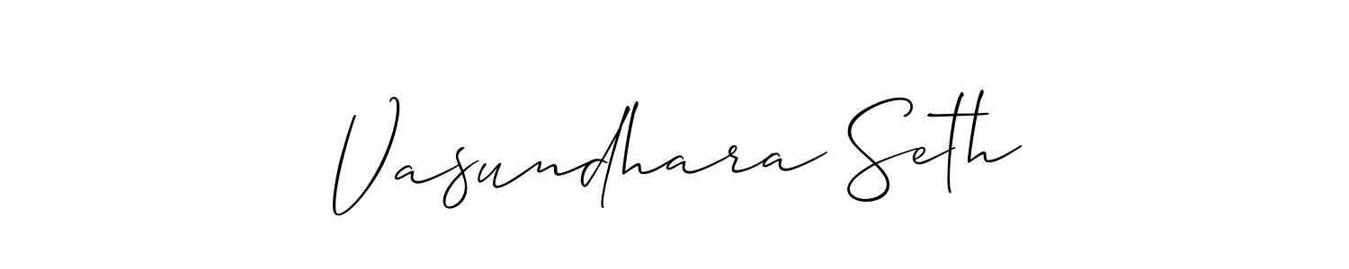 Create a beautiful signature design for name Vasundhara Seth. With this signature (Allison_Script) fonts, you can make a handwritten signature for free. Vasundhara Seth signature style 2 images and pictures png