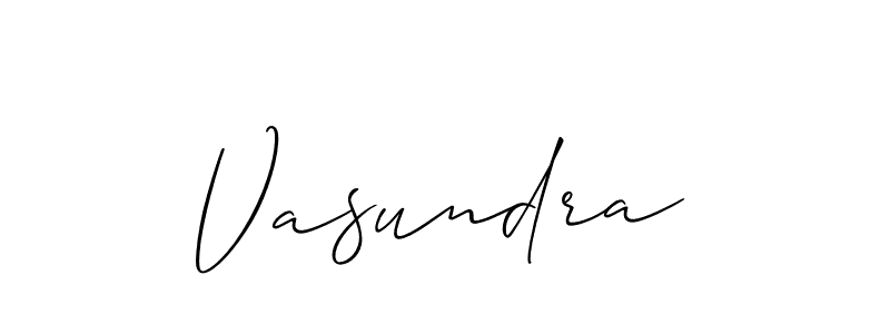 Create a beautiful signature design for name Vasundra. With this signature (Allison_Script) fonts, you can make a handwritten signature for free. Vasundra signature style 2 images and pictures png