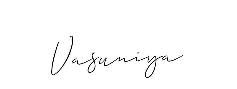 if you are searching for the best signature style for your name Vasuniya. so please give up your signature search. here we have designed multiple signature styles  using Allison_Script. Vasuniya signature style 2 images and pictures png