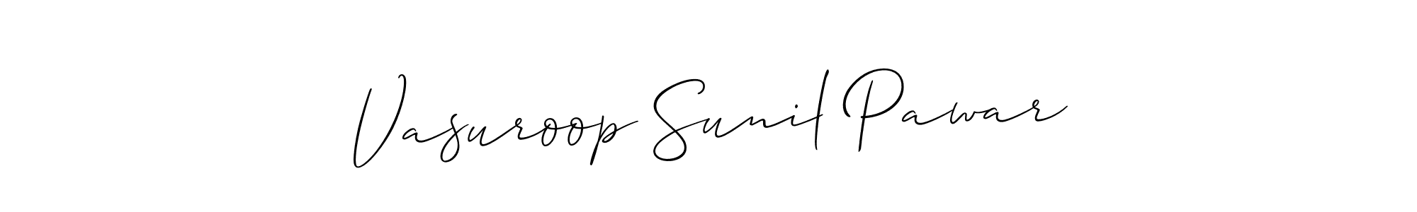 if you are searching for the best signature style for your name Vasuroop Sunil Pawar. so please give up your signature search. here we have designed multiple signature styles  using Allison_Script. Vasuroop Sunil Pawar signature style 2 images and pictures png