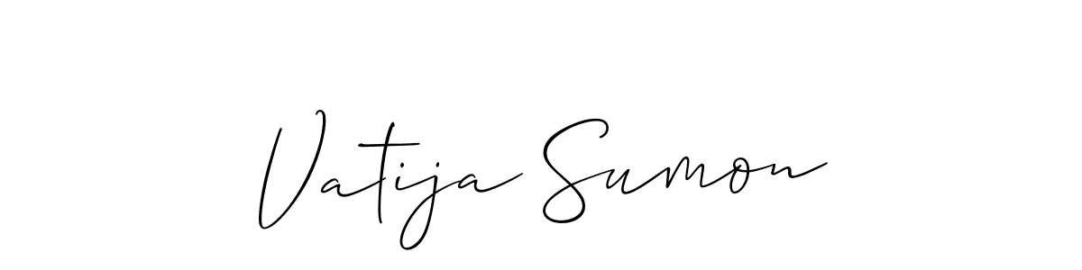 How to make Vatija Sumon name signature. Use Allison_Script style for creating short signs online. This is the latest handwritten sign. Vatija Sumon signature style 2 images and pictures png