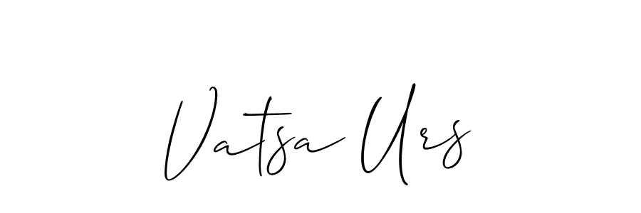 The best way (Allison_Script) to make a short signature is to pick only two or three words in your name. The name Vatsa Urs include a total of six letters. For converting this name. Vatsa Urs signature style 2 images and pictures png
