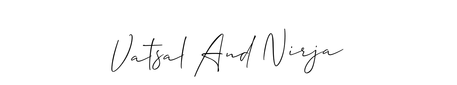 Create a beautiful signature design for name Vatsal And Nirja. With this signature (Allison_Script) fonts, you can make a handwritten signature for free. Vatsal And Nirja signature style 2 images and pictures png