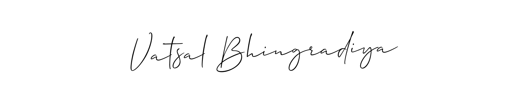 Create a beautiful signature design for name Vatsal Bhingradiya. With this signature (Allison_Script) fonts, you can make a handwritten signature for free. Vatsal Bhingradiya signature style 2 images and pictures png
