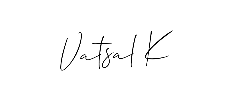 Create a beautiful signature design for name Vatsal K. With this signature (Allison_Script) fonts, you can make a handwritten signature for free. Vatsal K signature style 2 images and pictures png
