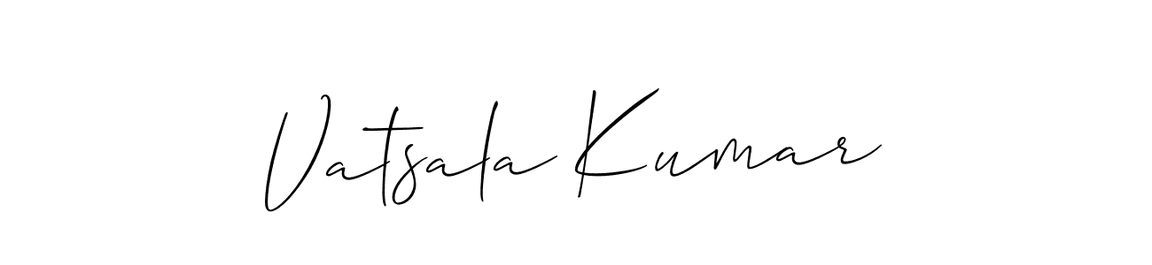 The best way (Allison_Script) to make a short signature is to pick only two or three words in your name. The name Vatsala Kumar include a total of six letters. For converting this name. Vatsala Kumar signature style 2 images and pictures png