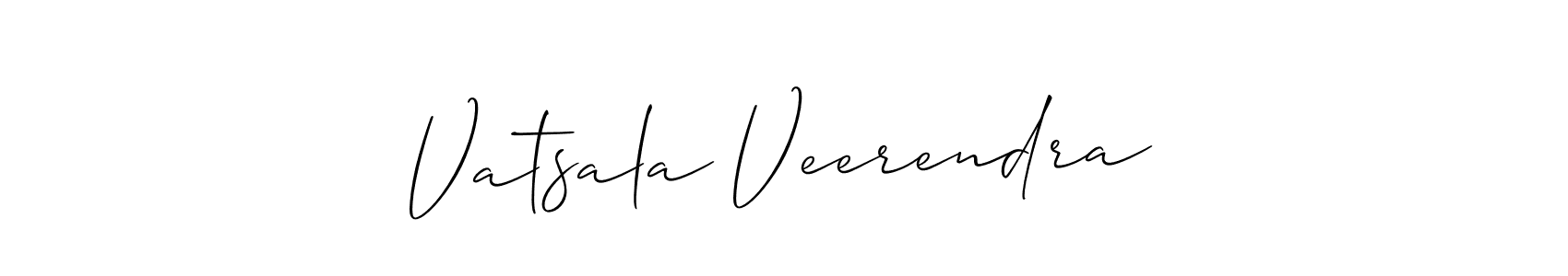 Allison_Script is a professional signature style that is perfect for those who want to add a touch of class to their signature. It is also a great choice for those who want to make their signature more unique. Get Vatsala Veerendra name to fancy signature for free. Vatsala Veerendra signature style 2 images and pictures png