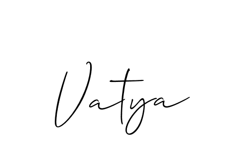 Make a beautiful signature design for name Vatya. With this signature (Allison_Script) style, you can create a handwritten signature for free. Vatya signature style 2 images and pictures png