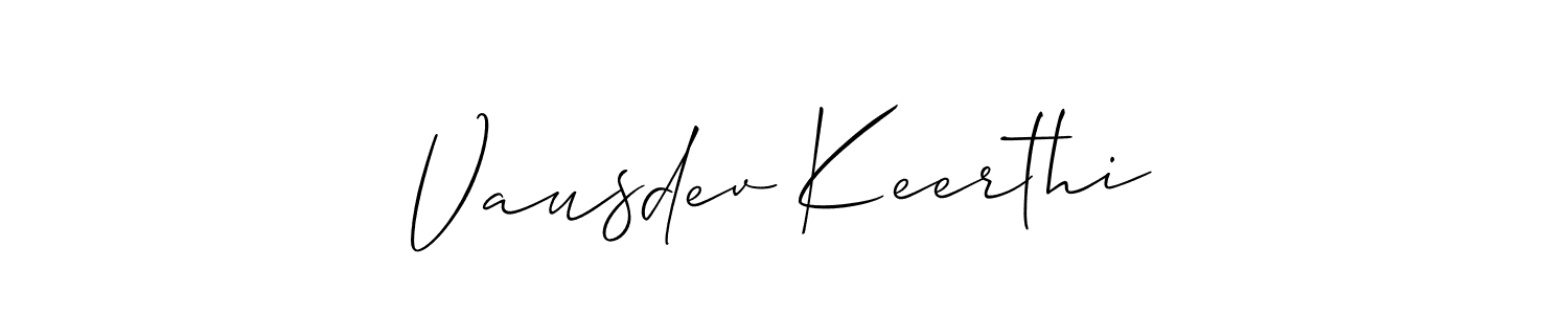 You should practise on your own different ways (Allison_Script) to write your name (Vausdev Keerthi) in signature. don't let someone else do it for you. Vausdev Keerthi signature style 2 images and pictures png