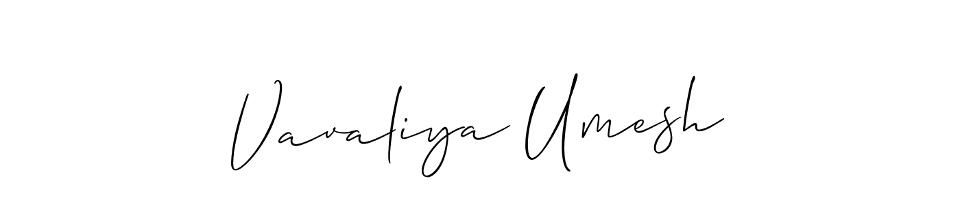 Use a signature maker to create a handwritten signature online. With this signature software, you can design (Allison_Script) your own signature for name Vavaliya Umesh. Vavaliya Umesh signature style 2 images and pictures png