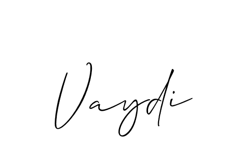 Also You can easily find your signature by using the search form. We will create Vaydi name handwritten signature images for you free of cost using Allison_Script sign style. Vaydi signature style 2 images and pictures png