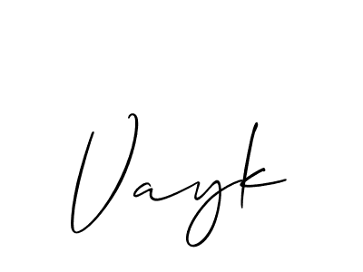 How to Draw Vayk signature style? Allison_Script is a latest design signature styles for name Vayk. Vayk signature style 2 images and pictures png