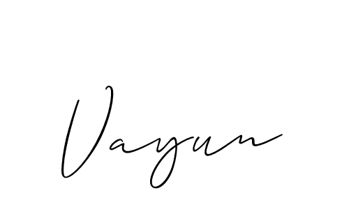It looks lik you need a new signature style for name Vayun. Design unique handwritten (Allison_Script) signature with our free signature maker in just a few clicks. Vayun signature style 2 images and pictures png