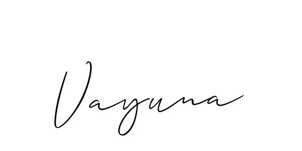 Similarly Allison_Script is the best handwritten signature design. Signature creator online .You can use it as an online autograph creator for name Vayuna. Vayuna signature style 2 images and pictures png