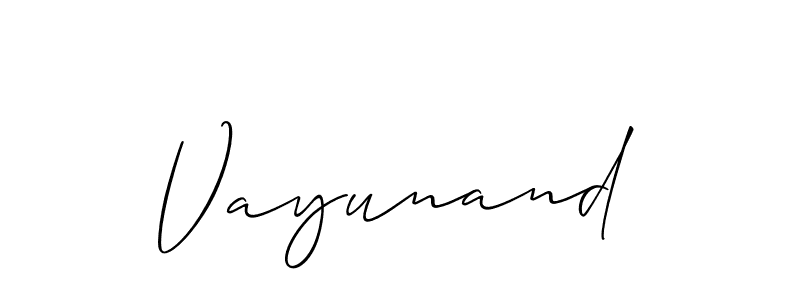 Also You can easily find your signature by using the search form. We will create Vayunand name handwritten signature images for you free of cost using Allison_Script sign style. Vayunand signature style 2 images and pictures png