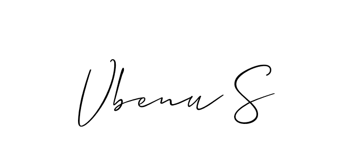 if you are searching for the best signature style for your name Vbenu S. so please give up your signature search. here we have designed multiple signature styles  using Allison_Script. Vbenu S signature style 2 images and pictures png