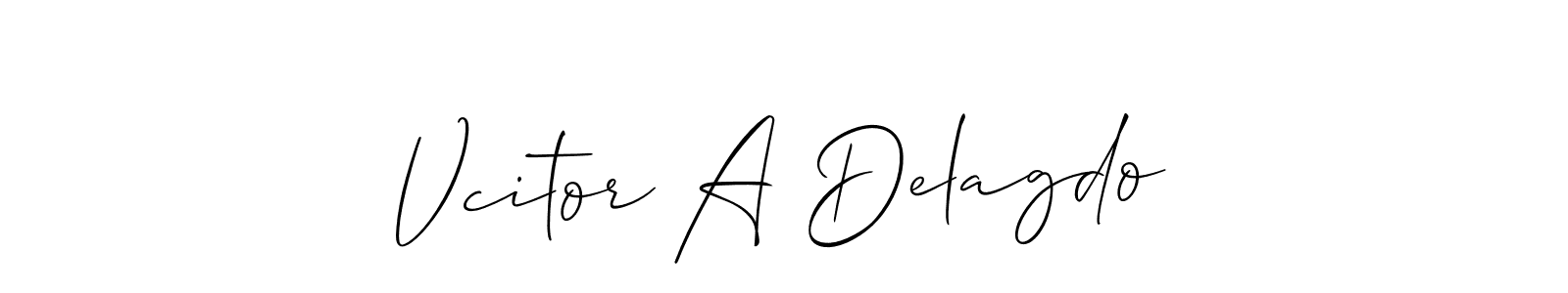 It looks lik you need a new signature style for name Vcitor A Delagdo. Design unique handwritten (Allison_Script) signature with our free signature maker in just a few clicks. Vcitor A Delagdo signature style 2 images and pictures png