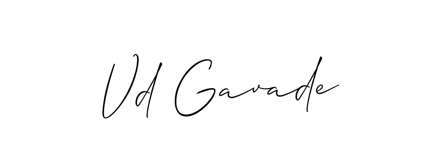 Make a beautiful signature design for name Vd Gavade. With this signature (Allison_Script) style, you can create a handwritten signature for free. Vd Gavade signature style 2 images and pictures png