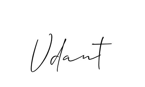 Create a beautiful signature design for name Vdant. With this signature (Allison_Script) fonts, you can make a handwritten signature for free. Vdant signature style 2 images and pictures png