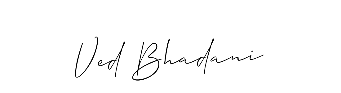 How to Draw Ved Bhadani signature style? Allison_Script is a latest design signature styles for name Ved Bhadani. Ved Bhadani signature style 2 images and pictures png