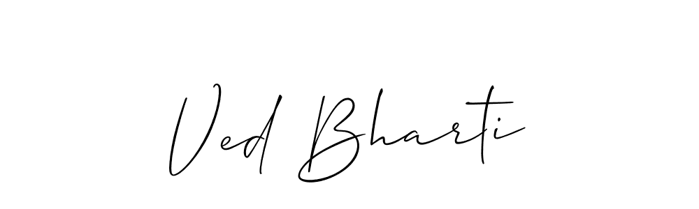 Create a beautiful signature design for name Ved Bharti. With this signature (Allison_Script) fonts, you can make a handwritten signature for free. Ved Bharti signature style 2 images and pictures png
