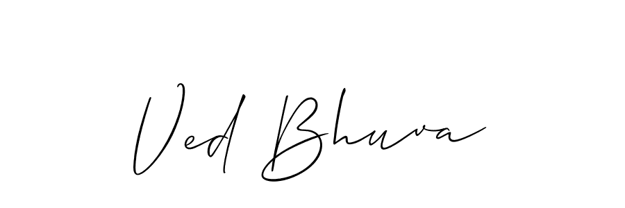 if you are searching for the best signature style for your name Ved Bhuva. so please give up your signature search. here we have designed multiple signature styles  using Allison_Script. Ved Bhuva signature style 2 images and pictures png