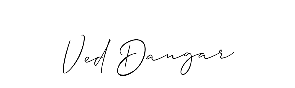 Allison_Script is a professional signature style that is perfect for those who want to add a touch of class to their signature. It is also a great choice for those who want to make their signature more unique. Get Ved Dangar name to fancy signature for free. Ved Dangar signature style 2 images and pictures png