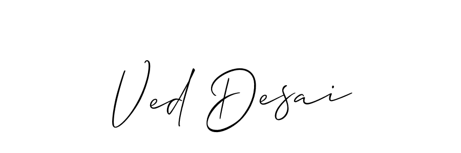 It looks lik you need a new signature style for name Ved Desai. Design unique handwritten (Allison_Script) signature with our free signature maker in just a few clicks. Ved Desai signature style 2 images and pictures png