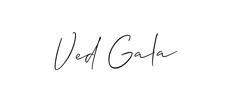How to Draw Ved Gala signature style? Allison_Script is a latest design signature styles for name Ved Gala. Ved Gala signature style 2 images and pictures png
