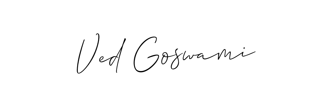 The best way (Allison_Script) to make a short signature is to pick only two or three words in your name. The name Ved Goswami include a total of six letters. For converting this name. Ved Goswami signature style 2 images and pictures png