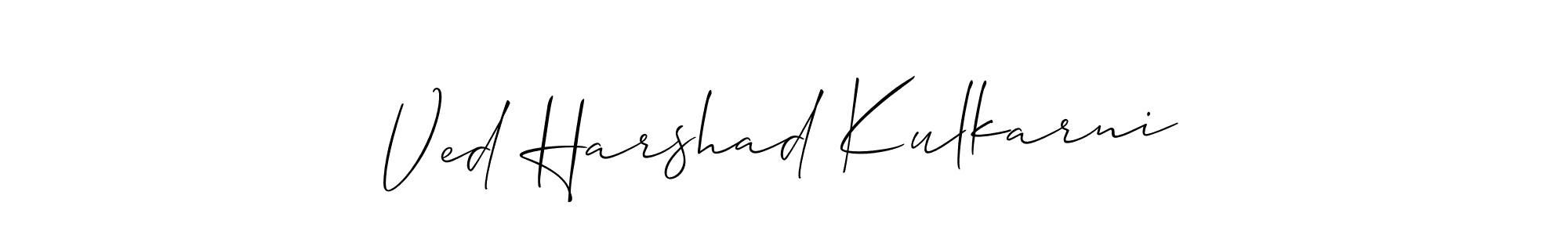 How to make Ved Harshad Kulkarni name signature. Use Allison_Script style for creating short signs online. This is the latest handwritten sign. Ved Harshad Kulkarni signature style 2 images and pictures png