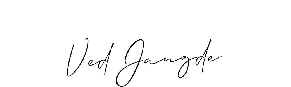 Similarly Allison_Script is the best handwritten signature design. Signature creator online .You can use it as an online autograph creator for name Ved Jangde. Ved Jangde signature style 2 images and pictures png