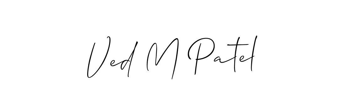 You should practise on your own different ways (Allison_Script) to write your name (Ved M Patel) in signature. don't let someone else do it for you. Ved M Patel signature style 2 images and pictures png