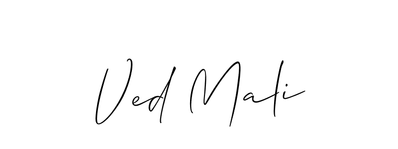 You should practise on your own different ways (Allison_Script) to write your name (Ved Mali) in signature. don't let someone else do it for you. Ved Mali signature style 2 images and pictures png