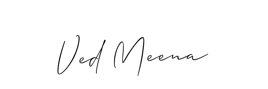 Similarly Allison_Script is the best handwritten signature design. Signature creator online .You can use it as an online autograph creator for name Ved Meena. Ved Meena signature style 2 images and pictures png