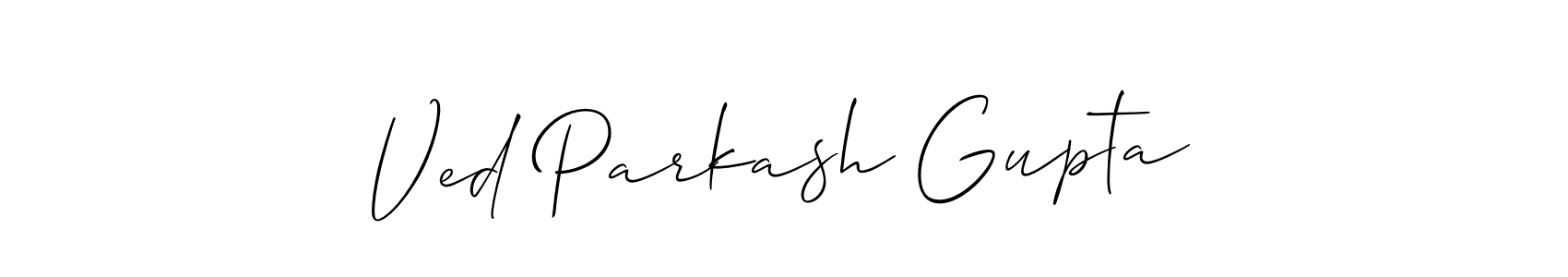 Use a signature maker to create a handwritten signature online. With this signature software, you can design (Allison_Script) your own signature for name Ved Parkash Gupta. Ved Parkash Gupta signature style 2 images and pictures png