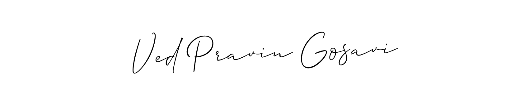 Create a beautiful signature design for name Ved Pravin Gosavi. With this signature (Allison_Script) fonts, you can make a handwritten signature for free. Ved Pravin Gosavi signature style 2 images and pictures png