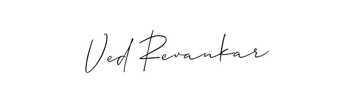 Use a signature maker to create a handwritten signature online. With this signature software, you can design (Allison_Script) your own signature for name Ved Revankar. Ved Revankar signature style 2 images and pictures png