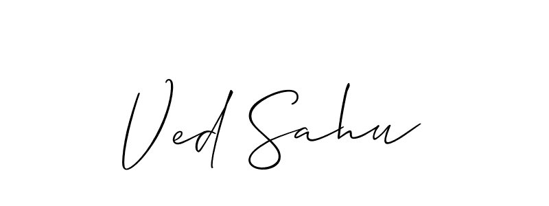 The best way (Allison_Script) to make a short signature is to pick only two or three words in your name. The name Ved Sahu include a total of six letters. For converting this name. Ved Sahu signature style 2 images and pictures png