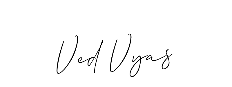 How to make Ved Vyas name signature. Use Allison_Script style for creating short signs online. This is the latest handwritten sign. Ved Vyas signature style 2 images and pictures png
