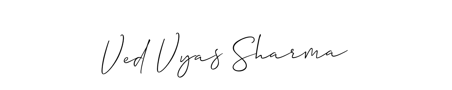 Ved Vyas Sharma stylish signature style. Best Handwritten Sign (Allison_Script) for my name. Handwritten Signature Collection Ideas for my name Ved Vyas Sharma. Ved Vyas Sharma signature style 2 images and pictures png