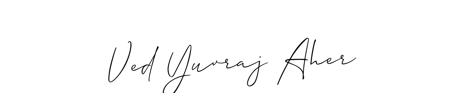 Similarly Allison_Script is the best handwritten signature design. Signature creator online .You can use it as an online autograph creator for name Ved Yuvraj Aher. Ved Yuvraj Aher signature style 2 images and pictures png