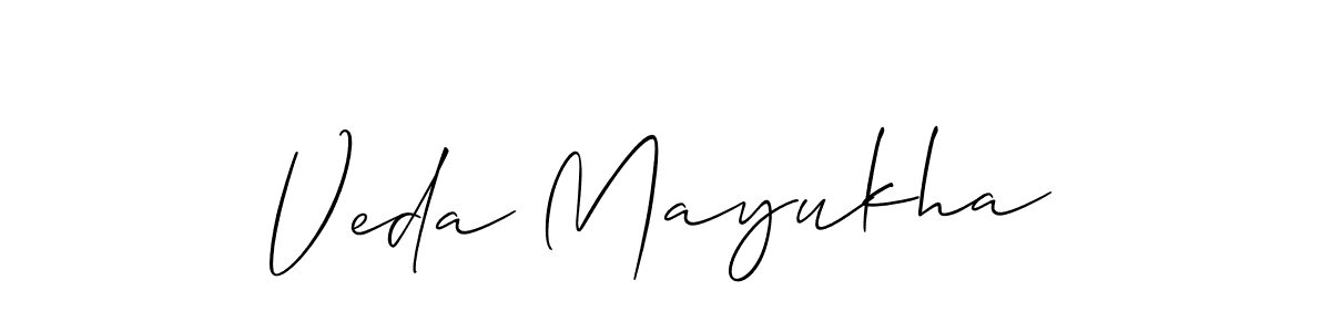 Allison_Script is a professional signature style that is perfect for those who want to add a touch of class to their signature. It is also a great choice for those who want to make their signature more unique. Get Veda Mayukha name to fancy signature for free. Veda Mayukha signature style 2 images and pictures png