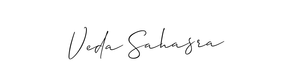 How to make Veda Sahasra name signature. Use Allison_Script style for creating short signs online. This is the latest handwritten sign. Veda Sahasra signature style 2 images and pictures png