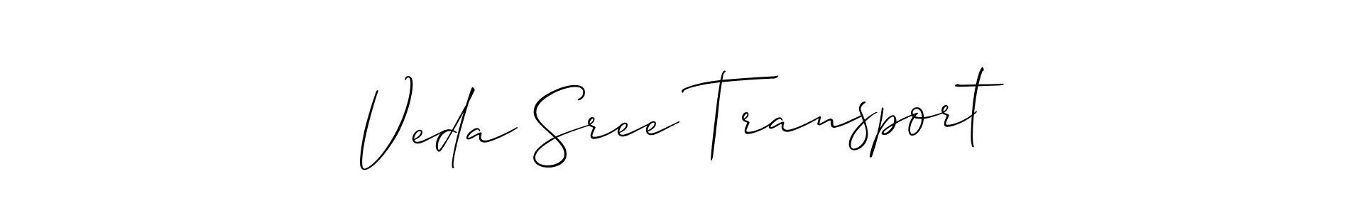 Create a beautiful signature design for name Veda Sree Transport. With this signature (Allison_Script) fonts, you can make a handwritten signature for free. Veda Sree Transport signature style 2 images and pictures png