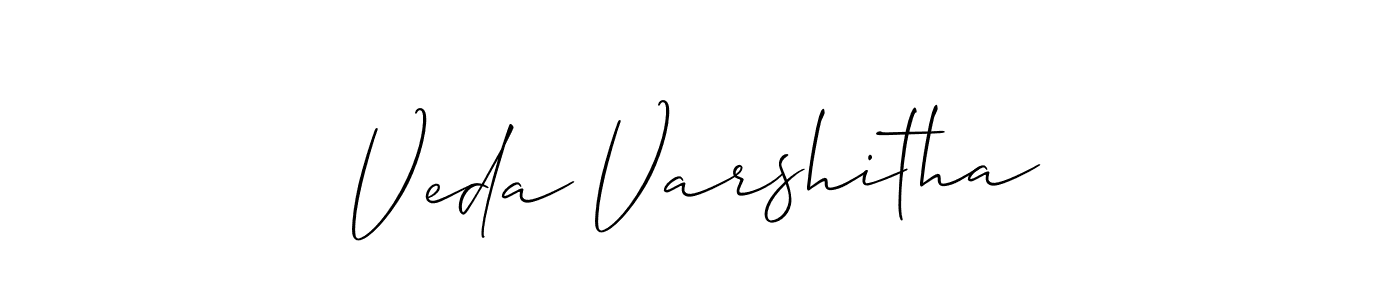 How to make Veda Varshitha name signature. Use Allison_Script style for creating short signs online. This is the latest handwritten sign. Veda Varshitha signature style 2 images and pictures png