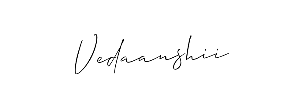 Create a beautiful signature design for name Vedaanshii. With this signature (Allison_Script) fonts, you can make a handwritten signature for free. Vedaanshii signature style 2 images and pictures png